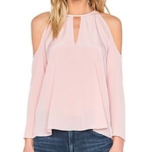 Tobi Women’s Ballet Pink Choker High-Neck Cold-Shoulder Long Sleeve Top Large